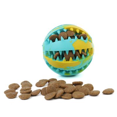 China Stocked Custom Logo 5cm 6cm 7cm Natural Rubber Pet Food Balls Leaking Dog Tooth Cleaning Interactive Chew Toys for sale