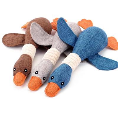 China Stocked Dog Chew Toys Wild Goose Animal Train Stuffed Plush Pet Squeaky Toys for sale