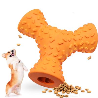 China Stored Eco-Friendly Dog Toys Durable Slow Feeder Bowl Durable Silicone Puzzle Dog Handler Three Sides Bite Interactive Pet Toy for sale