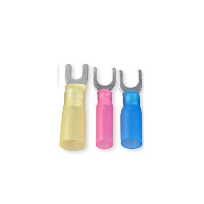 China 0.5-1.5mmÂ ² High Quality Heat Shrink-Full Insulated Easy Entry Quick Entry Wire Crimp Connector Spade Fork Terminals for sale