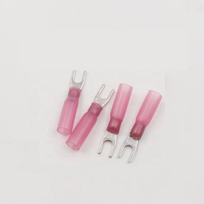 China 0.5-1.5mmÂ ² heat shrink insulated 22-16awg shovel easy fork terminals quick entry butt wire crimp connector for sale