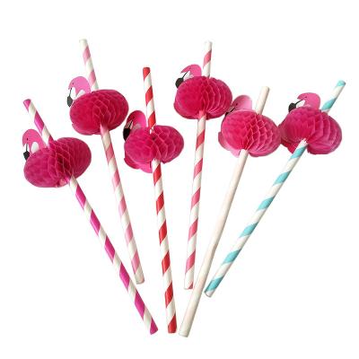 China Viable Flamingo Beach Luau Cocktail Party Decorations Premium Biodegradable Paper Straw for sale