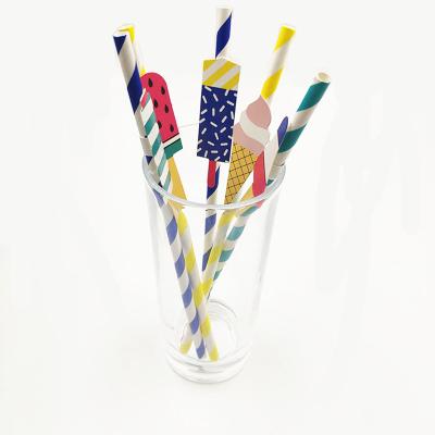 China Custom Viable Degradable Advertising Pattern Paper Straw Logo for sale