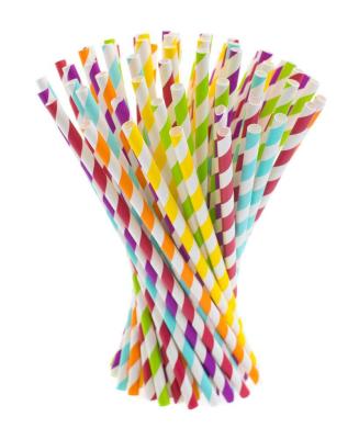 China 100 Packs Sustainable In 1 Part Multi Pattern Biodegradable Paper Drinking Straws for sale