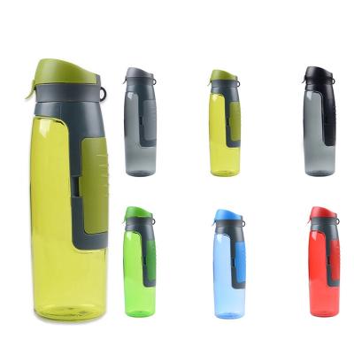 China Sustainable 750ml Custom Logo BPA Free Outdoor Sports Drinking Plastic Water Bottle With Storage for sale