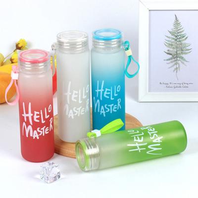 China Sustainable Colorful Fashionable Portable BPA Free Customized Glass Water Bottle for sale