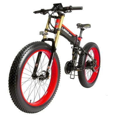 China LANKELEISI warehouse EU fat aluminum alloy Bafang motor fat tire 48V 10Ah Panasoni c tire lithium battery electric bicycle mountain for sale