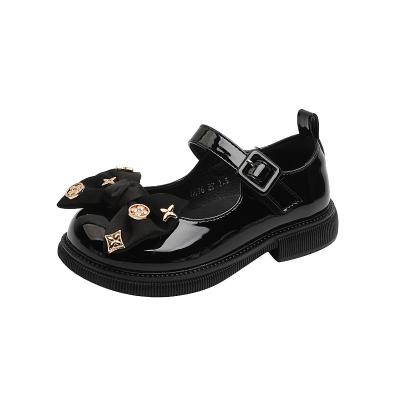 China Child Metal Mary Jane Dress Party Shoes Toddler Girls Flat Little Big Decorated Flats Kids School Uniform Performance Leather Shoes for sale