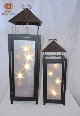 China Powder Coating Metal Candle Lanterns Led Light Inside For Garden Home Decor for sale