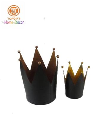 China Crown shape Stick Gold Foil Black candle holder for Hotel / Home decor for sale