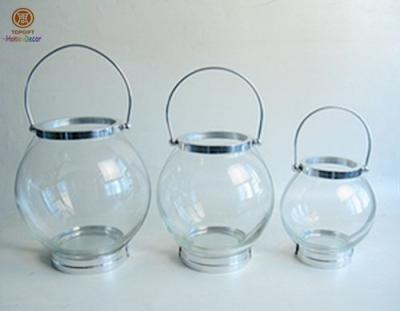 China Hang Transparent Glass Round Sample Candle Holder Indoor Decoration for sale