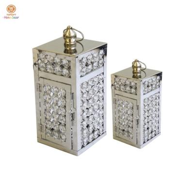 China Square Acrylic + Stainless Steel Candle Holder With Acrylic Decoration for sale