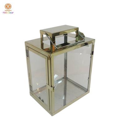 China Home decoration stainless steel Candle Lanterns , 22.5*17*31.5cm for sale