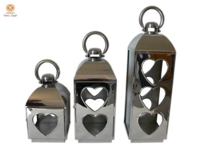 China Contemporary outdoor Wedding Stainless steel lanterns with Heart Hollwo Out for sale