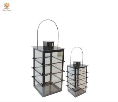 China Long handle decorative hanging candle lanterns of stainless steel frame for sale