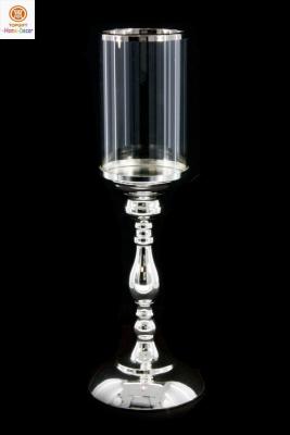 China Metal plating glass candle holder , clear lantern pedestal candle holders for sale