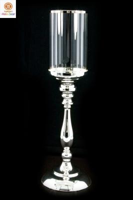 China Tall pedestal glass transparent Decorative Candle Holders for restaurant for sale