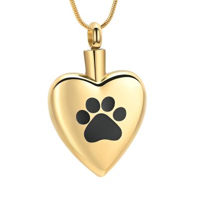 China Other EDC Memorial Urn Necklace 316L Stainless Steel Cremation Jewelry for Loved Pet's Ashes Keepsake Heart Cremation Pendant with Paw for sale