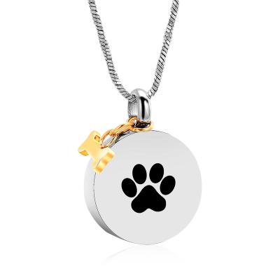 China CLASSIC Cremation Jewelry Urn Necklace for Ashes for Pet Paw Print Gold Bone Memorial Keepsake Pendant Dog's/Cat Ashes for sale