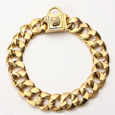 China Personalized Classic Gold Plated Stainless Steel Cuban Link Dog Collar Chain for sale