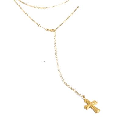 China New Fashion Classic Stainless Steel Gold Plated Cross Necklace for sale