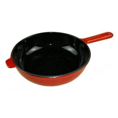 China Sustainable cast iron enamel wok pan enameled cookware for sale