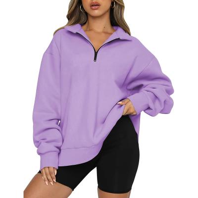 China Women's Teen Girls Anti-wrinkle Half Zipper Pullover Long Sleeve Sweatshirt Oversized Quarter Zipper Sweater Hoodie Pullover Clothes Y2K for sale