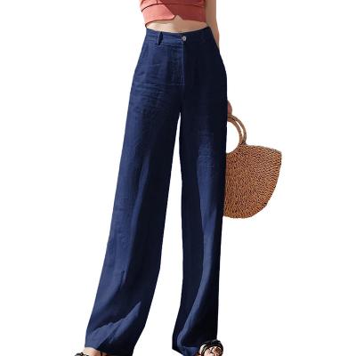 China Anti-pilling Women's Casual High Waisted Wide Leg Pants Button Up Straight Leg Pants for sale