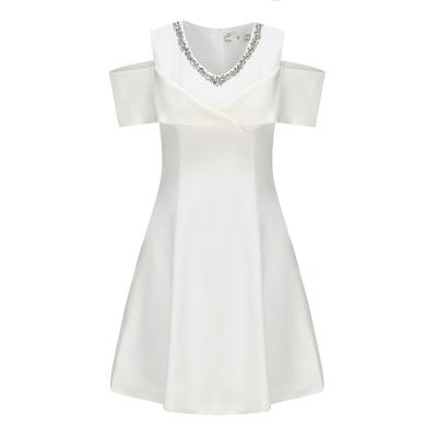 China New Vintage French Style Anti-wrinkle Elegant Waist-Bloody V-neck Dress / Formal Dress for sale