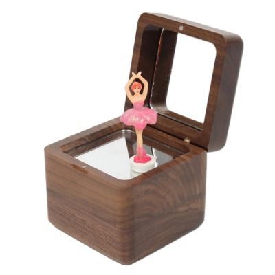 China You Can Customize Custom Melody Song Wooden Music Box With Revolve Ballerina for sale