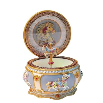 China European royal design style carousel interesting collect music box for sale