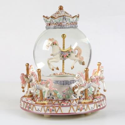 China The crystal ball merges with the music box the new joyful style crystal ball disappear cogs round music box for sale