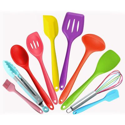 China 10 Pieces Sustainable Colorful Non-Stick Silicone Kitchen Utensil Set for sale