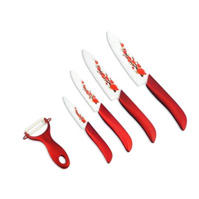 China Sustainable Hot Selling Amazon Fruit Ceramic Kitchen Knife Set With Flower Blade Painted for sale