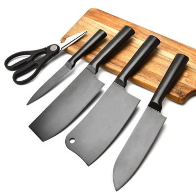 China Sustainable Process Stainless Steel Black Kitchen Knife 5 Piece Set for sale