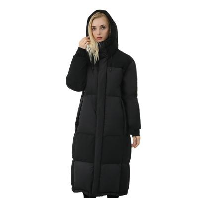 China Waterproof Ladies Winter Autumn Long Stripe Coat Black Zipper Up Trending Women Winter Long Down Jacket for sale