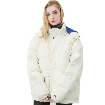 China Waterproof Women's Winter Coat Streetwear Bubble Padded Down Jacket Warm Short White Duck Down Coat Women for sale