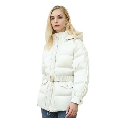 China Waterproof White Hooded Duck Down Warm Long Duck Zipper Bomber Jackets Thickened Fur Down Coat for sale