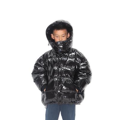 China Durable Children's Wear Winter Jacket Warm Down Padded Coat For Boy Shiny Black Down Jacket For Kids Pockets Thick Jacket for sale