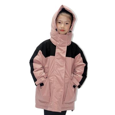 China Anti-wrinkle Kids Coats Girls Mid Length Down Jackets Kids Thicken Coat Autumn Winter Hooded Child Padded Jackets for sale