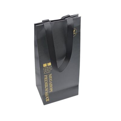 China Factory Direct Selling Recyclable Black Gold Printing With Logo Pattern Paper Bag Portable Bags For Gifts Packing for sale