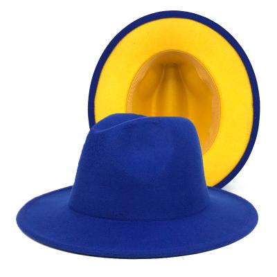 China Wholesale High Quality Fashion Fabric Thick Wool\New Colors Comfortable\Durable Felt Fedora Hat 2 Tone Hats Wide Brim Felt Hats for sale