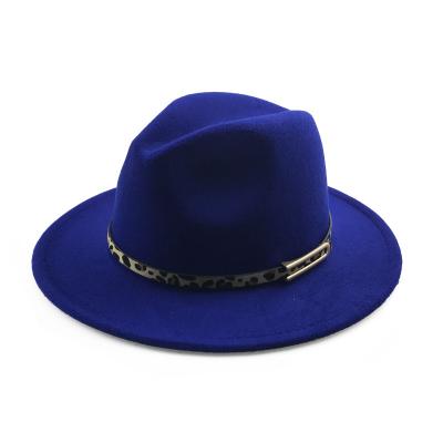 China Fashion\Wholesale High Quality Thick Wool Felt Cowboy Comfortable Fabric\Durable Fedora Hat 2 Tone Hats Brim Wide Felt Hats With Leopard Print Sashes for sale