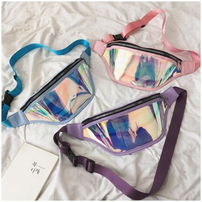 China Fashion Holographic Color Laser Waist Bag Crossbody Bag Fanny Pack Waterproof Transparent Holographic Jelly Bag Small Purses for sale