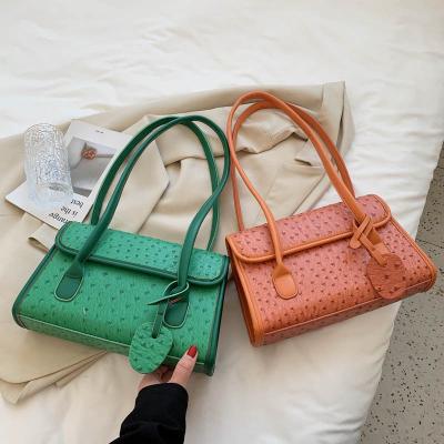 China Fashion High Quality Faux Ostrich Mini Candy Color Women Underarm Leather Bags Shoulder Bag 2021 for sale