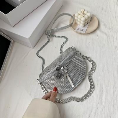 China Hotsale 2021 Fashion Design News Design Ins Rhinestones Human Made Diamonds Cross - Body Women Saddle Shoulder Bags Clutch Ladies Elegant for sale