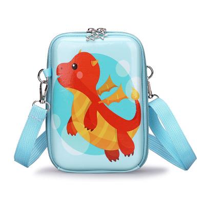 China 2021 Fashion Hot New Design Super Lightweight PVC Kids Cross - Body Bags Phone Case Kids Dinosaur Cartoon Print Water Proof Shoulder Bags for sale