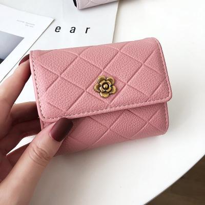 China RFID Ladies Purses and Handbags Stitched Handbags Women Wallet Designer Famous Brand Flower Purses and Lock for sale