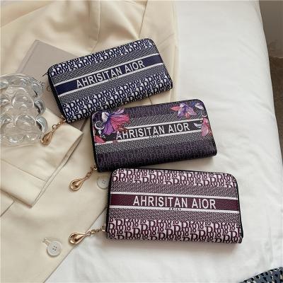 China Designer Handbags Famous Brand RFID Style Clips Floral Women Clips Ladies Custom Branded Wallet Purses for sale