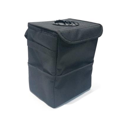 China Sports Car Trash Can with Lid, Hanging Car Trash Bag for Headrest with 3 Storage Pockets for sale